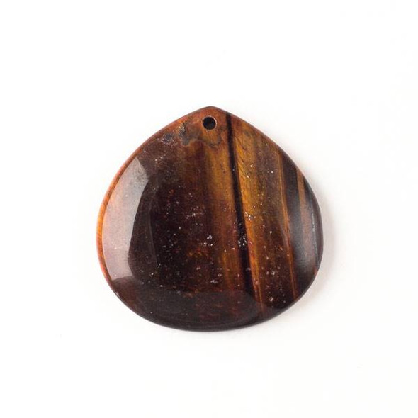 Red Tigereye 40mm Top Front to Back Drilled Almond Pendant with a Flat Back - 1 per bag