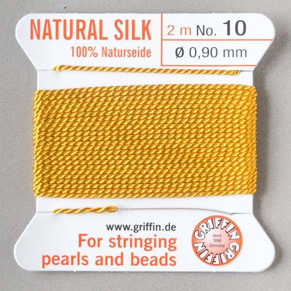 Griffin 100% Natural Silk Bead Cord - #10 (.90mm) Amber Yellow