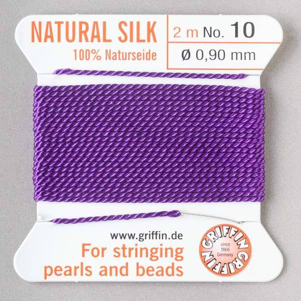 Griffin 100% Natural Silk Bead Cord - #10 (.90mm) Amethyst Purple