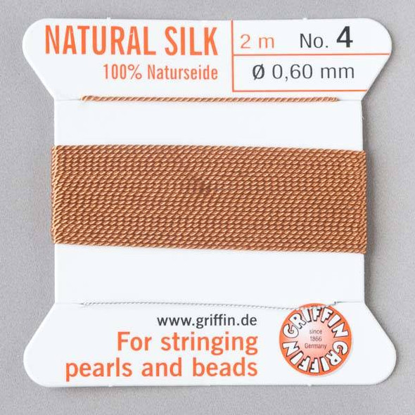 Griffin 100% Natural Silk Bead Cord - #4 (.60mm) Cornelian Brown