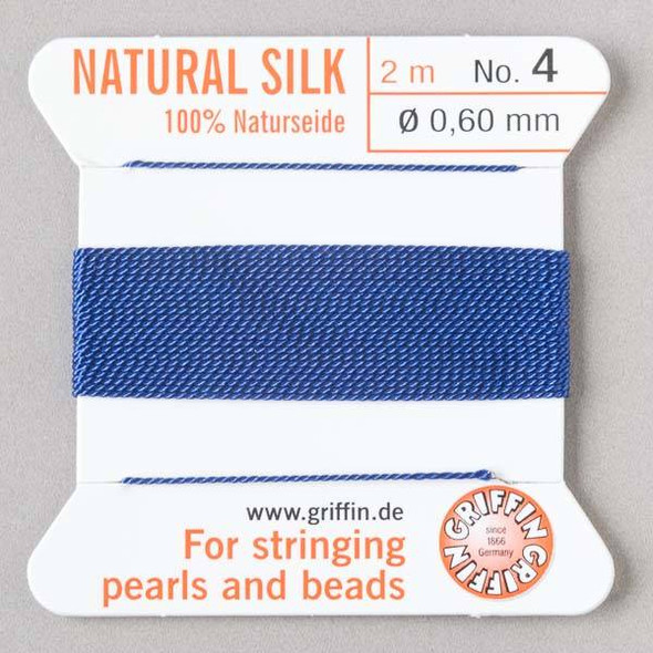 Griffin 100% Natural Silk Bead Cord - #4 (.60mm) Dark Blue