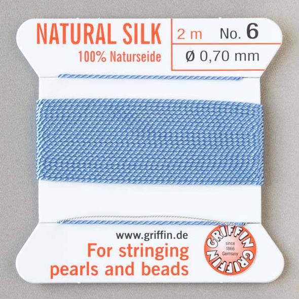 Griffin 100% Natural Silk Bead Cord - #6 (.70mm) Blue