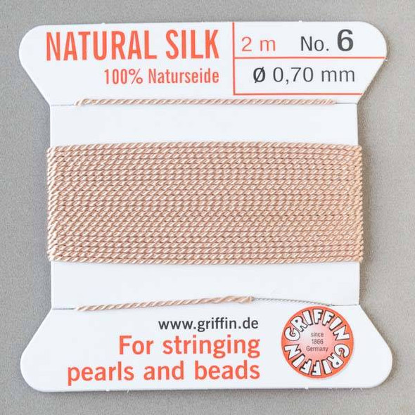 Griffin 100% Natural Silk Bead Cord - #6 (.70mm) Light Pink