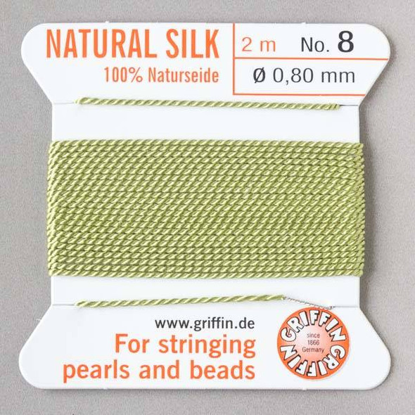 Griffin 100% Natural Silk Bead Cord - #8 (.80mm) Jade Green