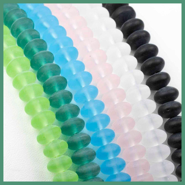 Cherry Tree Beads Matte Glass, Sea Glass Style 5x8mm Rondelle Beads 
