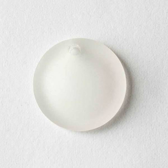 Matte Glass, Sea Glass Style 25mm Clear Top Drilled Concave Coin Pendants - 7 pendants per bag