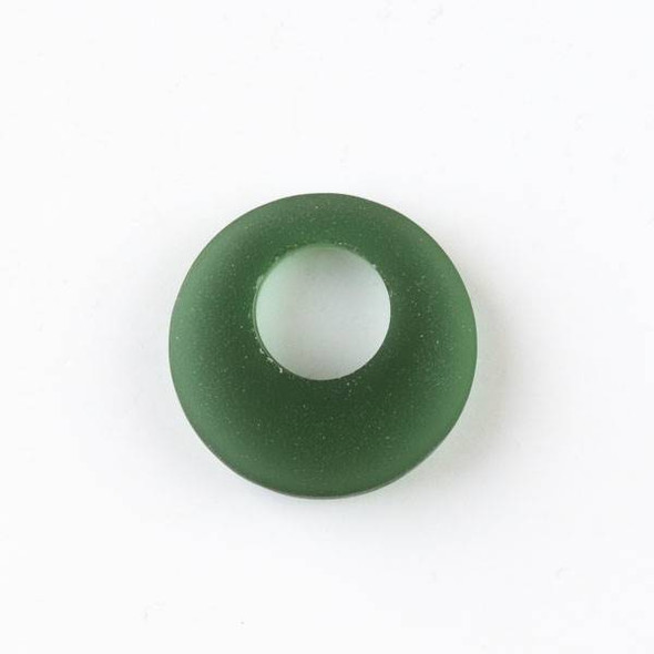 Matte Glass, Sea Glass Style 20mm Emerald Green Go-Go Pendants - 6 pendants per bag