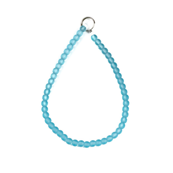 Matte Glass, Sea Glass Style 4mm Light Aqua Blue Round Beads - approx. 8 inch strand