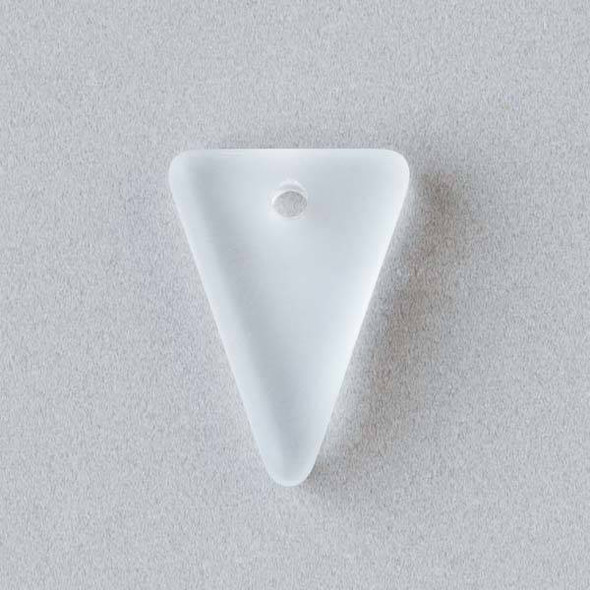 Matte Glass, Sea Glass Style 13x18mm Clear White Triangle Pendants - 8 pendants per bag