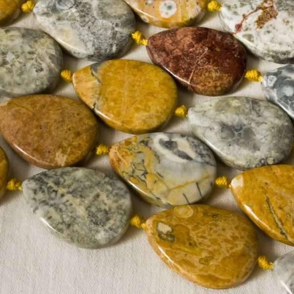 Cherry Tree Beads Sky Eye Jasper 18x25mm Knotted Teardrop 