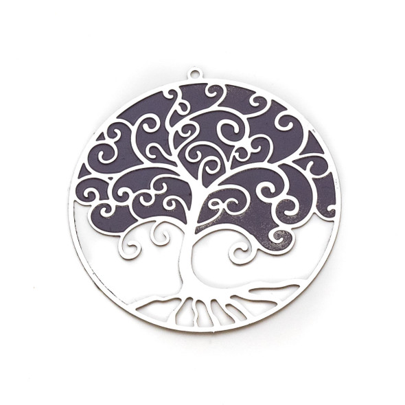 Stainless Steel 41mm Coin Finding with Purple Tree of Life - 1 per bag