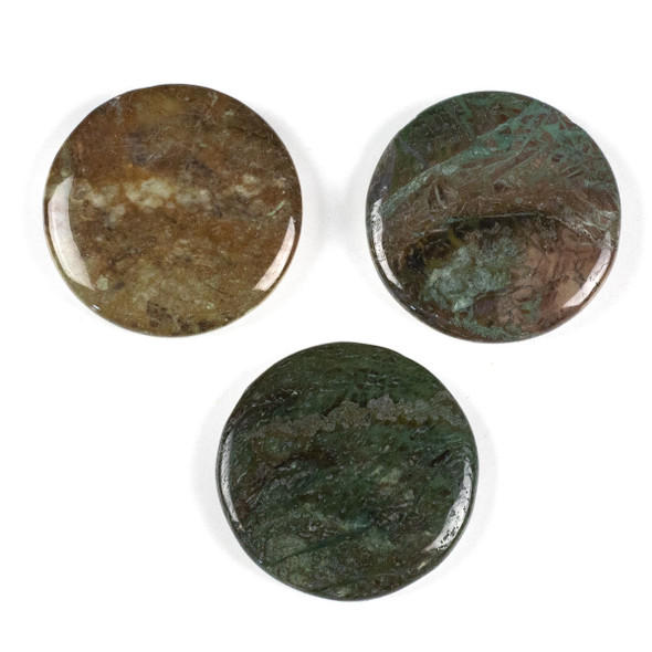 Snakeskin Jasper 44mm Top Drilled Coin Pendant - 1 per bag