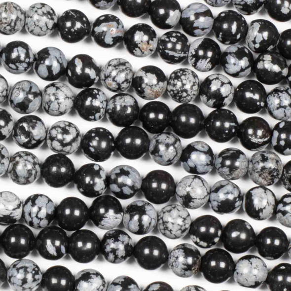 Cherry Tree Beads Snowflake Obsidian 8mm Round Beads - 15 inch strand 