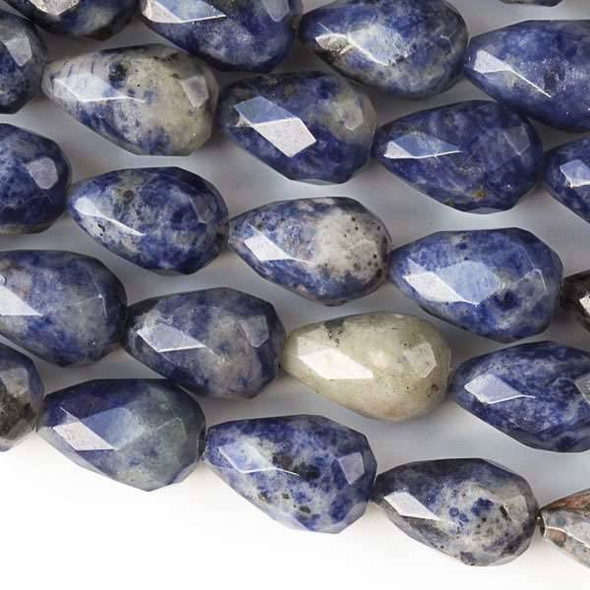 Sodalite Faceted 8x12mm Rounded Teardrop Beads - approx. 8 inch strand, Set B