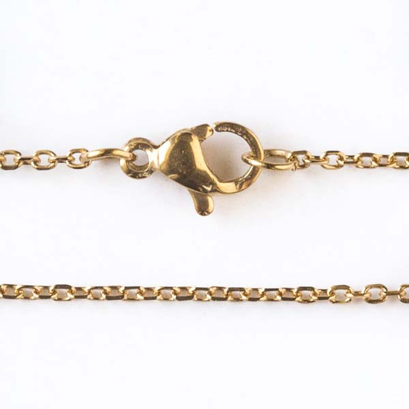 Gold Stainless Steel 1mm Small Flat Cable Chain Necklace - 16 inch, SS01g-16