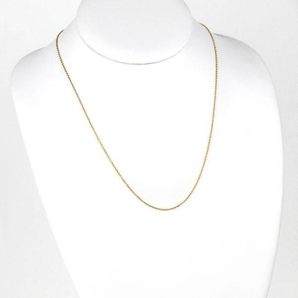 Gold Stainless Steel 1mm Small Flat Cable Chain Necklace - 20 inch, SS01g-20