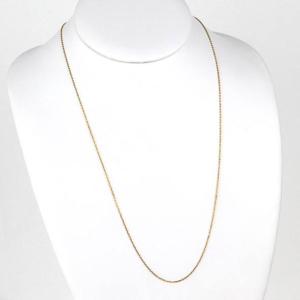 Gold Stainless Steel 1mm Small Flat Cable Chain Necklace - 24 inch, SS01g-24