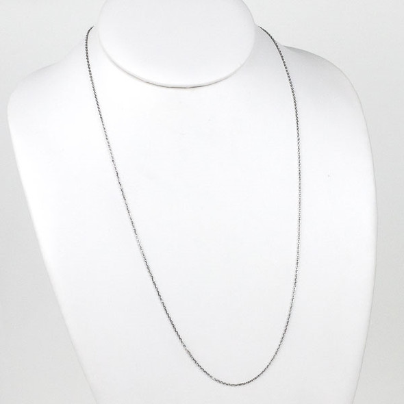 Silver Stainless Steel 1mm Small Flat Cable Chain Necklace - 24 inch, SS01s-24