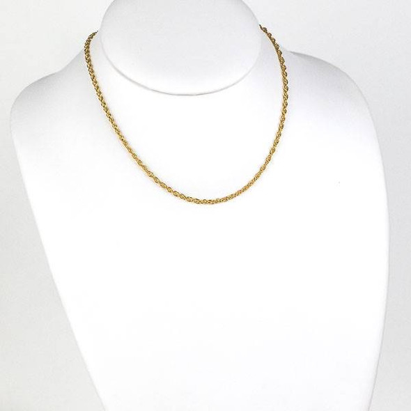 Gold Stainless Steel 2.5mm Rope Chain Necklace - 16 inch, SS05g-16