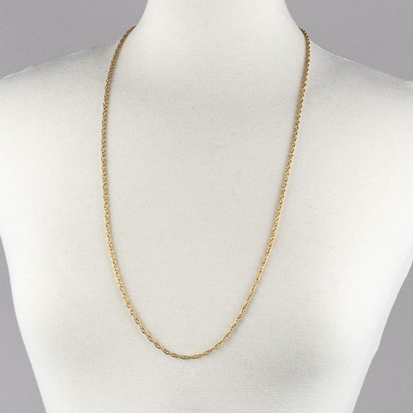Gold Stainless Steel 2.5mm Rope Chain Necklace - 32 inch, SS05g-32