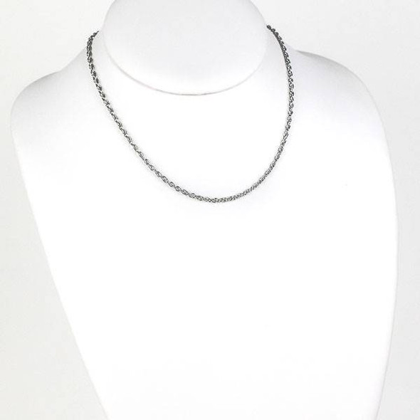 Silver Stainless Steel 2.5mm Rope Chain Necklace - 16 inch, SS05s-16