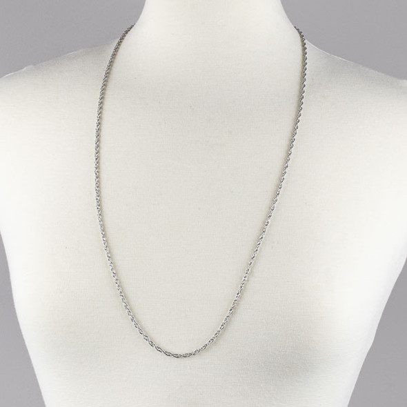 Silver Stainless Steel 2.5mm Rope Chain Necklace - 32 inch, SS05s-32