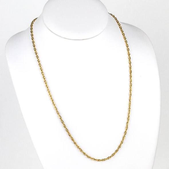 Gold Stainless Steel 3mm Rope Chain Necklace - 24 inch, SS08g-24