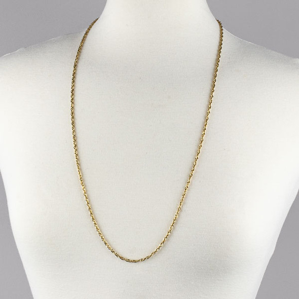 Gold Stainless Steel 3mm Rope Chain Necklace - 32 inch, SS08g-32