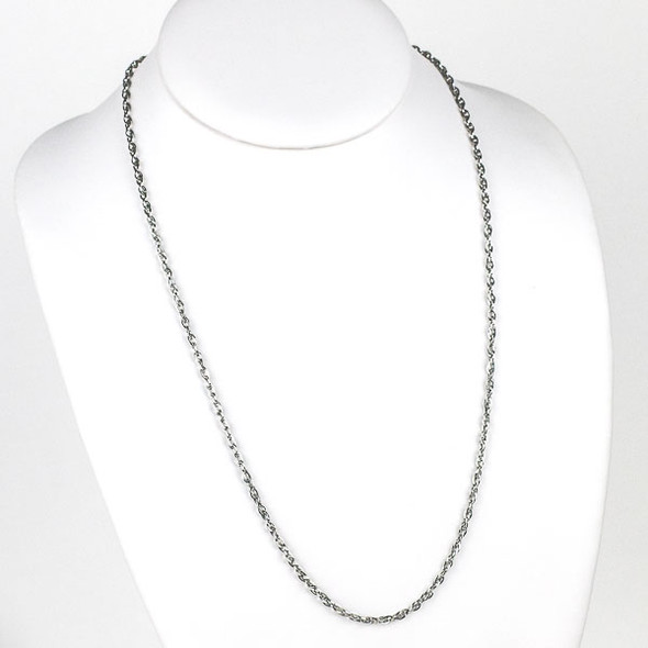 Silver Stainless Steel 3mm Rope Chain Necklace - 24 inch, SS08s-24