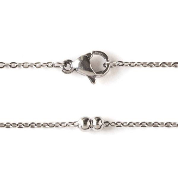 Silver Stainless Steel 3mm Ball and Curb Chain Necklace - 32 inch, SS09s-32