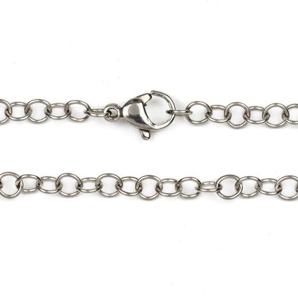 Silver Stainless Steel 4mm Cable Chain Necklace - 24 inch, SS10s-24