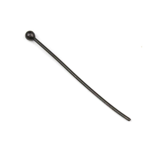 Cherry Tree Beads black plated stainless steel headpin, 1 inch 22 gauge with 2mm ball tip, strong and sleek design, 10 per bag.