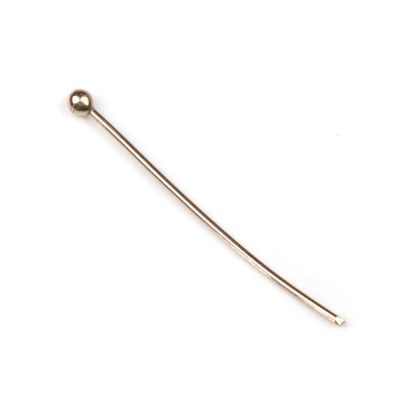 Rose gold plated stainless steel 1 inch 22 gauge headpin with 2mm ball detail, perfect for jewelry making from Cherry Tree Beads.