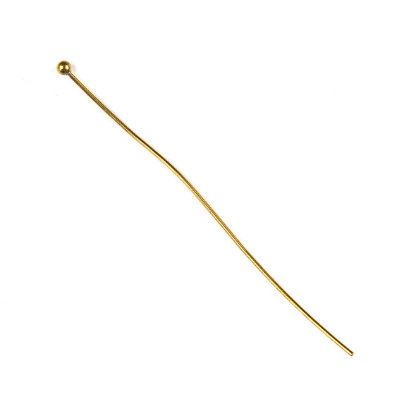 Gold Plated Stainless Steel 2 inch, 22 gauge Headpins/Ballpins with 2mm Ball - 10 per bag