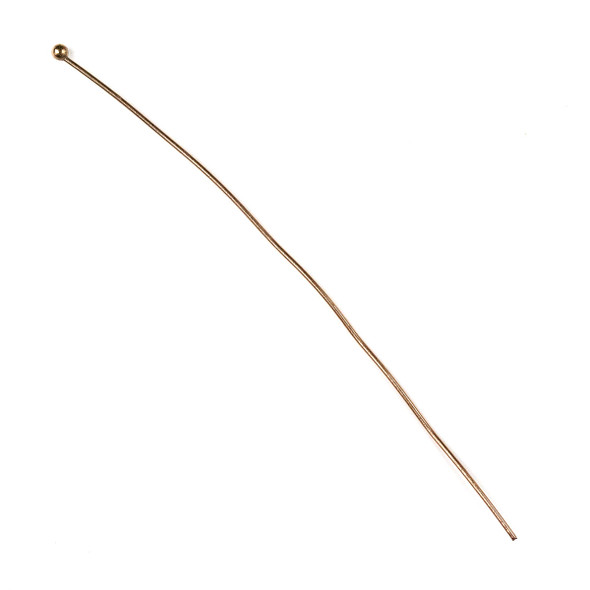 Rose Gold Plated Stainless Steel 3 inch, 22 gauge Headpins/Ballpins with 2mm Ball - 100 per bag