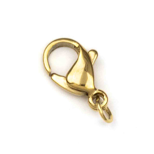 Gold Plated Stainless Steel 8x12mm Lobster Clasp with 6mm Open Jump Ring - #13, 6 per bag
