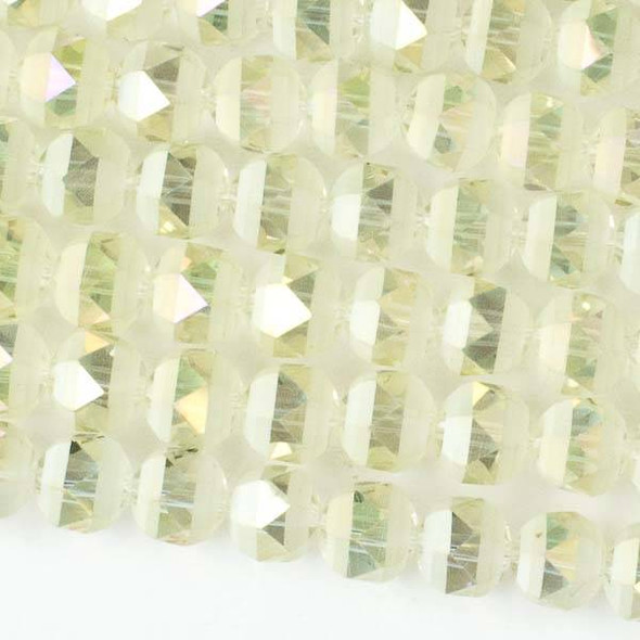 Crystal Orbits Matte 8mm Faceted Round Beads Pale Yellow AB - Approx. 15.5 inch strand