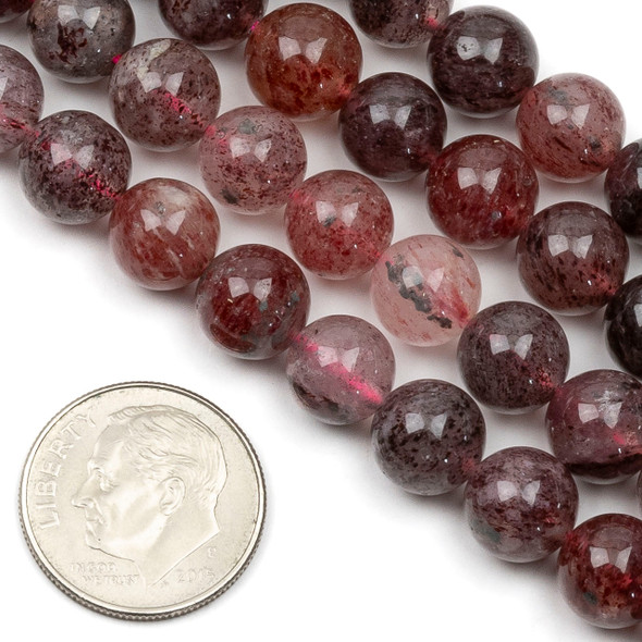 Natural Strawberry Quartz 8mm Round Beads - 15 inch strand