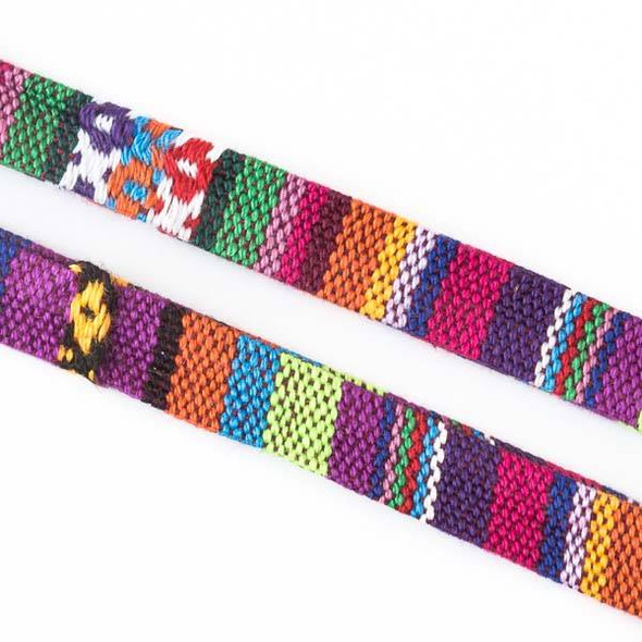 Multicolor Tribal Cord - 10mm Flat, 3 yards #SY13