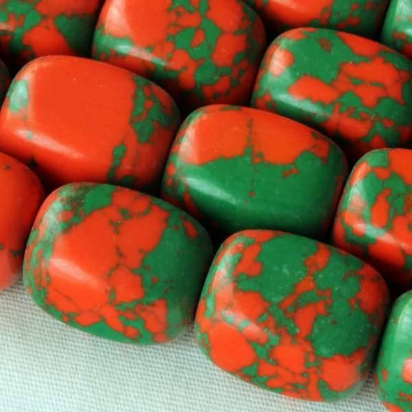 Synthetic Team Color 10x14mm Orange and Green Nugget Beads - approx. 8 inch strand