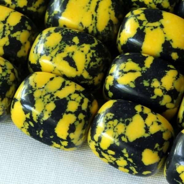 Cherry Tree Beads Synthetic Team Color 10x14mm Yellow and Black Nugget Beads - approx. 8 inch strand 
