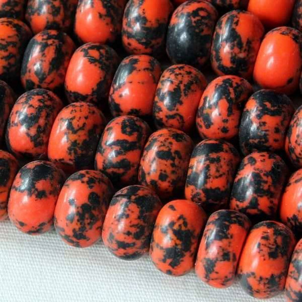 Synthetic Team Color 8mm Orange and Black Rondelle - approx. 8 inch strand