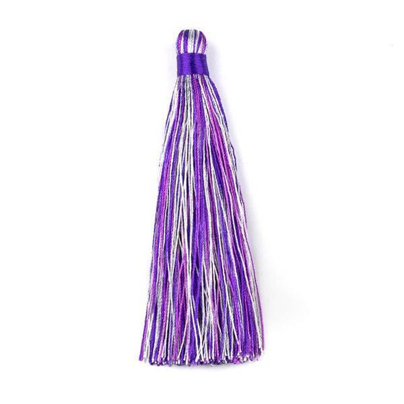 Cherry Tree Beads Multicolor Amethyst 4" Nylon Tassels (no loop) - 1 per bag
