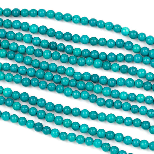 Dyed Turquoise Howlite 4mm Round Beads - 15 inch strand