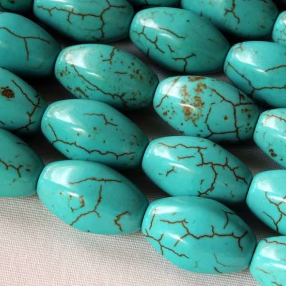 Turquoise Howlite 9x16mm Six Sided Rice