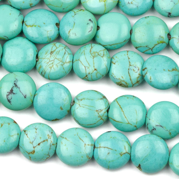 Turquoise Howlite 10mm Coin Beads - approx. 8 inch strand, Set A