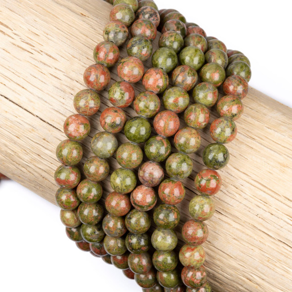 Cherry Tree Beads Unakite 8mm Rounds - 15 inch strands 