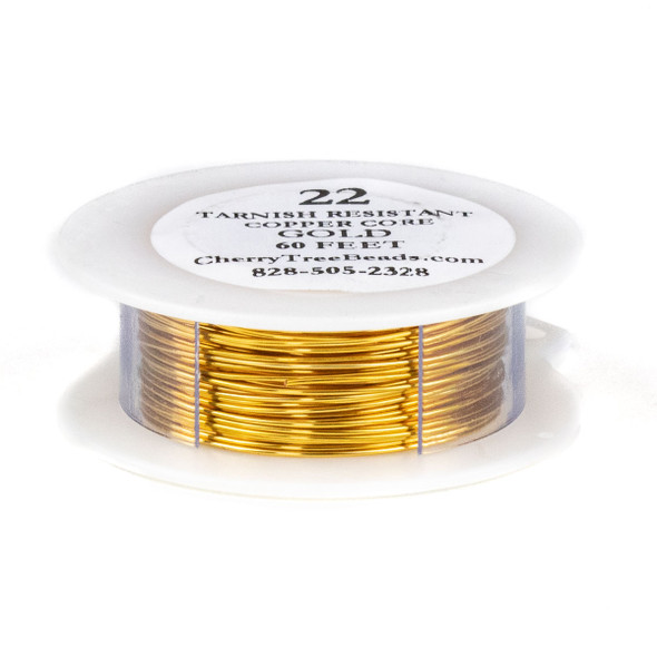 22 Gauge Coated Tarnish Resistant Gold Plated Copper Wire on a 60 Foot Spool