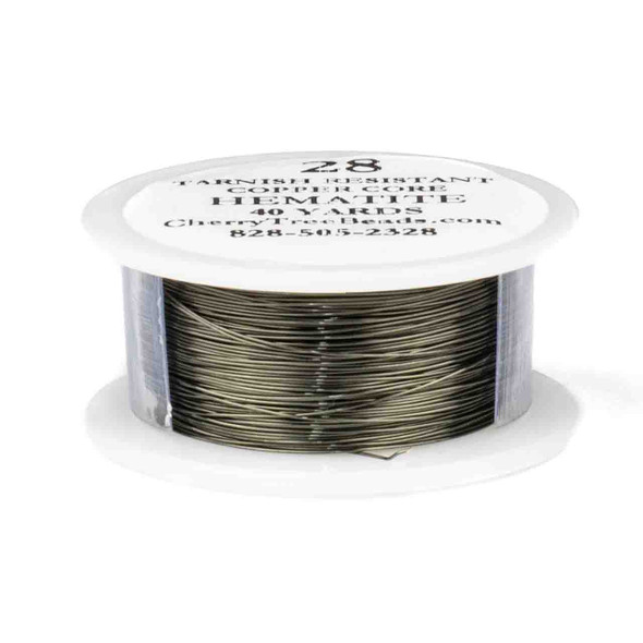 28 Gauge Coated Non-Tarnish Hematite Plated Copper Wire on a 40-Yard Spool