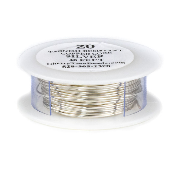 20 Gauge Coated Non-Tarnish Fine Silver Plated Copper Wire on 40 Foot Spool